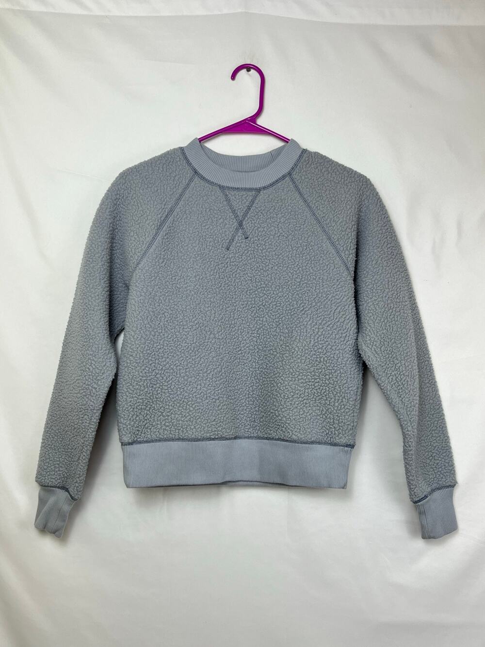 Everlane Women's Size XS Light Blue Sherpa Long Sleeve Renew Sweatshirt